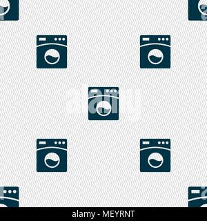 Washing machine icon sign. Seamless pattern with geometric texture. Vector illustration Stock Vector