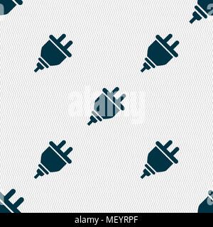 plug icon sign. Seamless pattern with geometric texture. Vector illustration Stock Vector