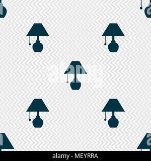 table lamp icon sign. Seamless pattern with geometric texture. Vector illustration Stock Vector