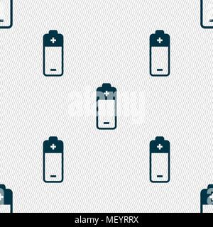 battery icon sign. Seamless pattern with geometric texture. Vector illustration Stock Vector