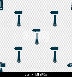 hammer icon sign. Seamless pattern with geometric texture. Vector illustration Stock Vector
