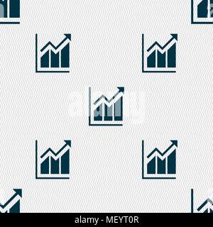 Growing bar chart icon sign. Seamless pattern with geometric texture. Vector illustration Stock Vector