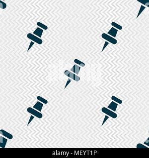 push pin icon sign. Seamless pattern with geometric texture. Vector illustration Stock Vector