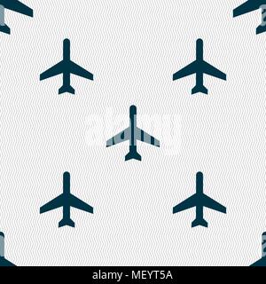 Plane icon sign. Seamless pattern with geometric texture. Vector illustration Stock Vector