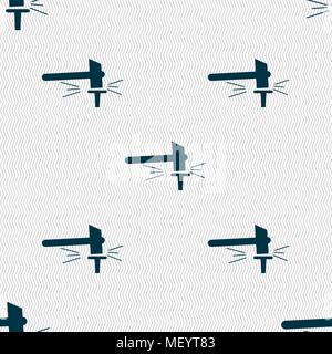 The smithy. Forge and stithy, blacksmith icon sign. Seamless pattern with geometric texture. Vector illustration Stock Vector