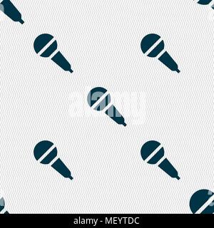 Microphone icon sign. Seamless pattern with geometric texture. Vector illustration Stock Vector