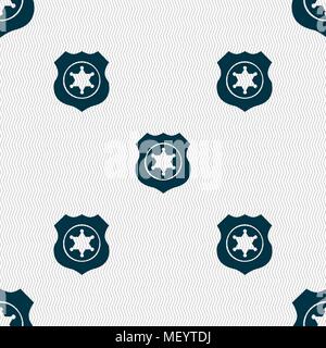 Sheriff, star icon sign. Seamless pattern with geometric texture. Vector illustration Stock Vector