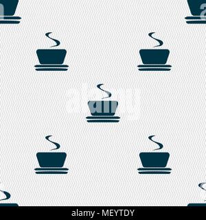 coffee, tea icon sign. Seamless pattern with geometric texture. Vector illustration Stock Vector