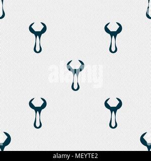 wrench icon sign. Seamless pattern with geometric texture. Vector illustration Stock Vector