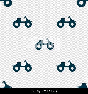 ATV icon sign. Seamless pattern with geometric texture. Vector illustration Stock Vector