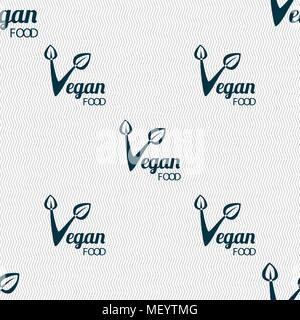 Vegan food graphic design sign. Seamless pattern with geometric texture. Vector illustration Stock Vector