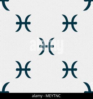Pisces zodiac sign sign. Seamless pattern with geometric texture. Vector illustration Stock Vector