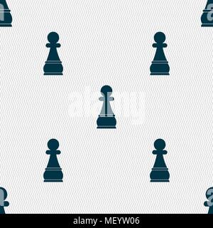 Chess Pawn sign. Seamless pattern with geometric texture. Vector illustration Stock Vector