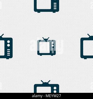 Old TV, Television icon sign. Seamless pattern with geometric texture. Vector illustration Stock Vector