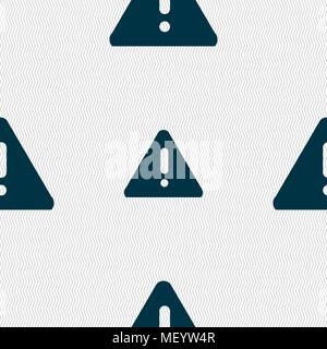 exclamation mark, Attention caution icon sign. Seamless pattern with geometric texture. Vector illustration Stock Vector