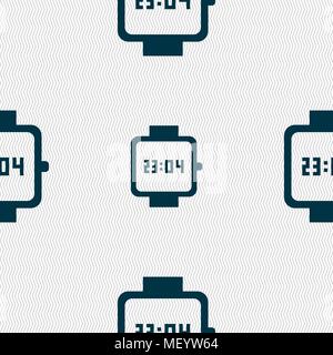 wristwatch icon sign. Seamless pattern with geometric texture. Vector illustration Stock Vector
