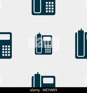 home phone icon sign. Seamless pattern with geometric texture. Vector illustration Stock Vector