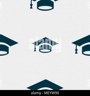 Graduation icon sign. Seamless pattern with geometric texture. Vector illustration Stock Vector