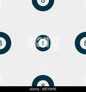 Eightball, Billiards  icon sign. Seamless pattern with geometric texture. Vector illustration Stock Vector