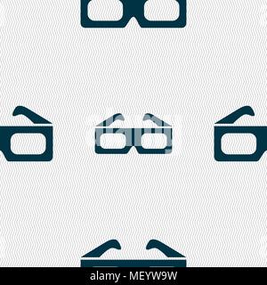 3d glasses icon sign. Seamless pattern with geometric texture. Vector illustration Stock Vector