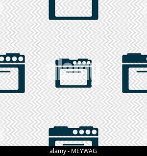 kitchen stove icon sign. Seamless pattern with geometric texture. Vector illustration Stock Vector