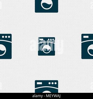 Washing machine icon sign. Seamless pattern with geometric texture. Vector illustration Stock Vector