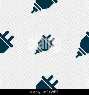 plug icon sign. Seamless pattern with geometric texture. Vector illustration Stock Vector