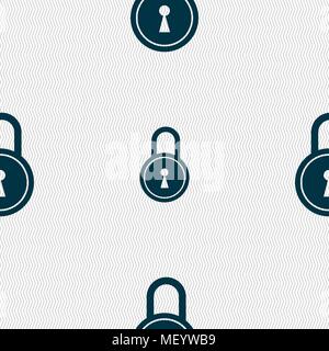 closed lock icon sign. Seamless pattern with geometric texture. Vector illustration Stock Vector