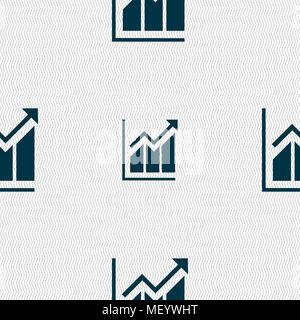 Growing bar chart icon sign. Seamless pattern with geometric texture. Vector illustration Stock Vector
