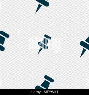push pin icon sign. Seamless pattern with geometric texture. Vector illustration Stock Vector