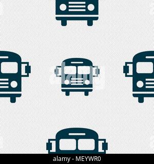 Bus icon sign. Seamless pattern with geometric texture. Vector illustration Stock Vector