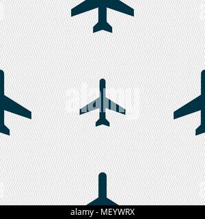 Plane icon sign. Seamless pattern with geometric texture. Vector illustration Stock Vector