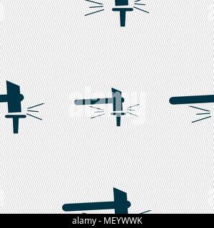The smithy. Forge and stithy, blacksmith icon sign. Seamless pattern with geometric texture. Vector illustration Stock Vector
