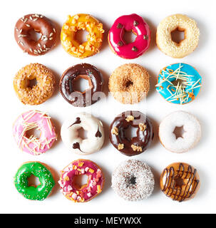 Set of various colorful donuts isolated on white background Stock Photo ...