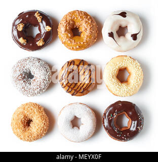 Various colorful donuts isolated on white background Stock Photo - Alamy