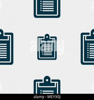 notebook icon sign. Seamless pattern with geometric texture. Vector illustration Stock Vector
