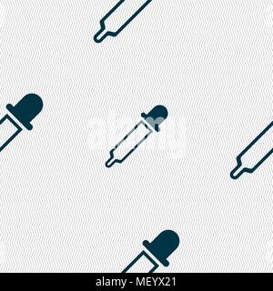 Pipette icon sign. Seamless pattern with geometric texture. Vector illustration Stock Vector