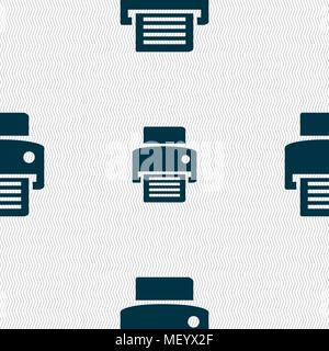fax, printer icon sign. Seamless pattern with geometric texture. Vector illustration Stock Vector