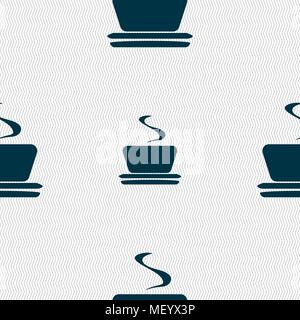 coffee, tea icon sign. Seamless pattern with geometric texture. Vector illustration Stock Vector