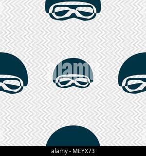 In a ski masks, snowboard ski goggles, diving mask icon sign. Seamless pattern with geometric texture. Vector illustration Stock Vector