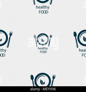 healthy food concept sign. Seamless pattern with geometric texture. Vector illustration Stock Vector