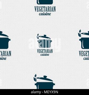 vegetarian cuisine sign. Seamless pattern with geometric texture. Vector illustration Stock Vector