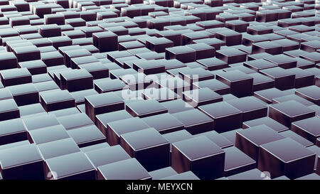 Cubes array in repeating pattern, abstract 3d rendering illustration of metal boxes as background Stock Photo