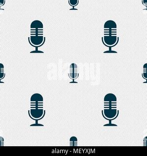 microphone icon sign. Seamless pattern with geometric texture. Vector illustration Stock Vector