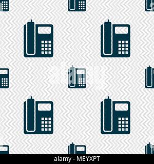home phone icon sign. Seamless pattern with geometric texture. Vector illustration Stock Vector