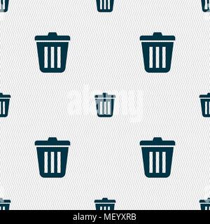 Bin  icon sign. Seamless pattern with geometric texture. Vector illustration Stock Vector