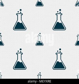 Flask  icon sign. Seamless pattern with geometric texture. Vector illustration Stock Vector