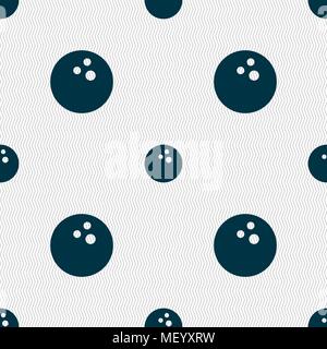 Bowling game, ball icon sign. Seamless pattern with geometric texture. Vector illustration Stock Vector