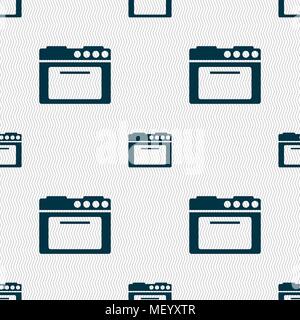 kitchen stove icon sign. Seamless pattern with geometric texture. Vector illustration Stock Vector
