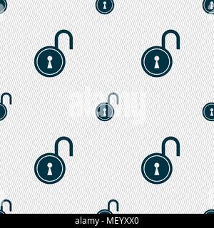 open lock icon sign. Seamless pattern with geometric texture. Vector illustration Stock Vector